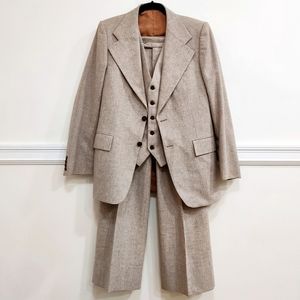 Yves Saint Laurent vintage tweed 3 piece suit / jacket vest & pants matching set